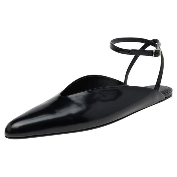 BALENCIAGA | Ankle-strap Patent Leather Flats In 1000 Black Size 36.5 New in Box - Picture 1 of 13